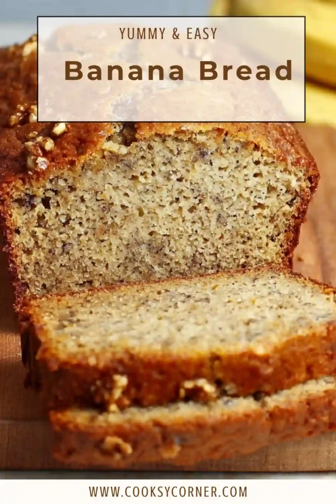 Classic homemade banana bread cooling on a wire rack after baking. This easy banana loaf has a tender crumb and delicious aroma.