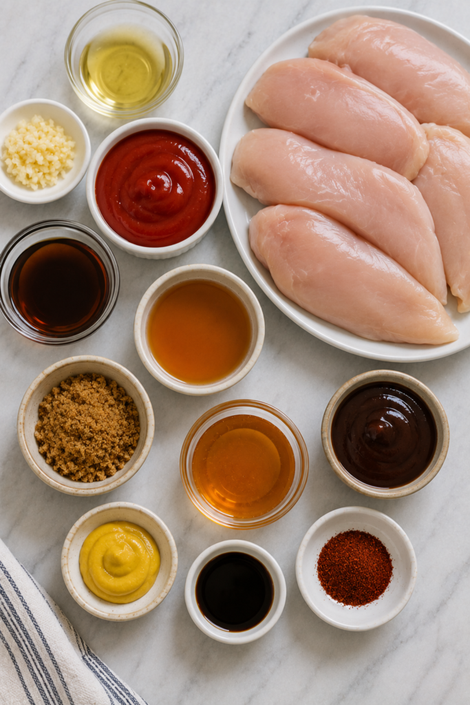 Close-up of grilled Honey BBQ Chicken brushed with glossy homemade BBQ sauce.