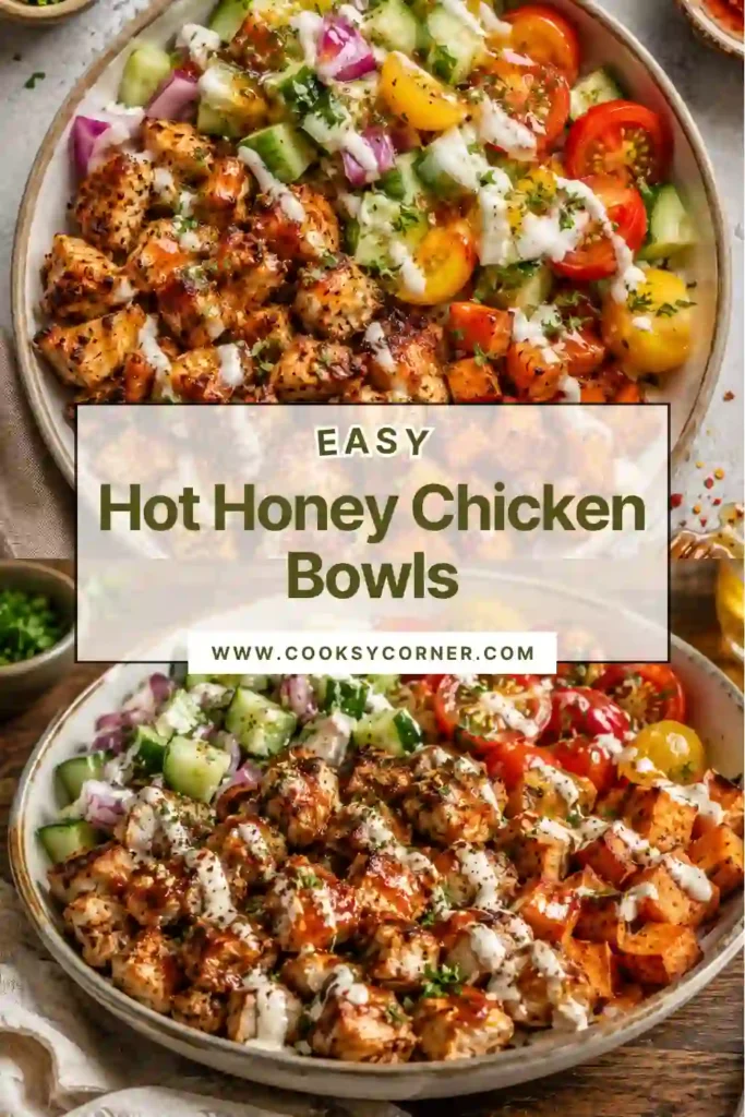 Roasted chicken served over sweet potatoes and broccoli with crispy turkey bacon and spicy hot honey. A wholesome, protein-packed bowl with bold flavors.