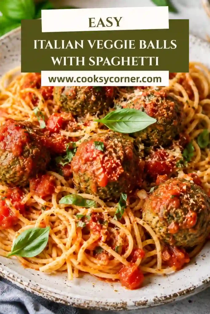 Golden baked lentil meatballs coated in rich tomato sauce and served with spaghetti. This Italian vegetarian recipe is hearty, flavorful, and family-friendly.