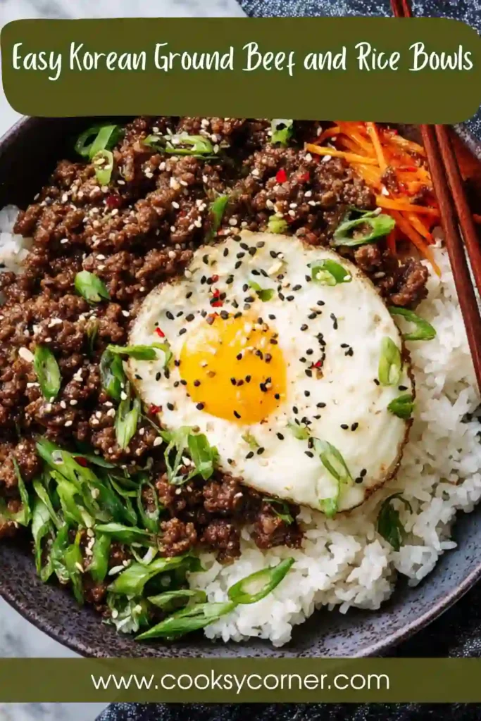 Easy Korean beef bowl served over fluffy white rice.