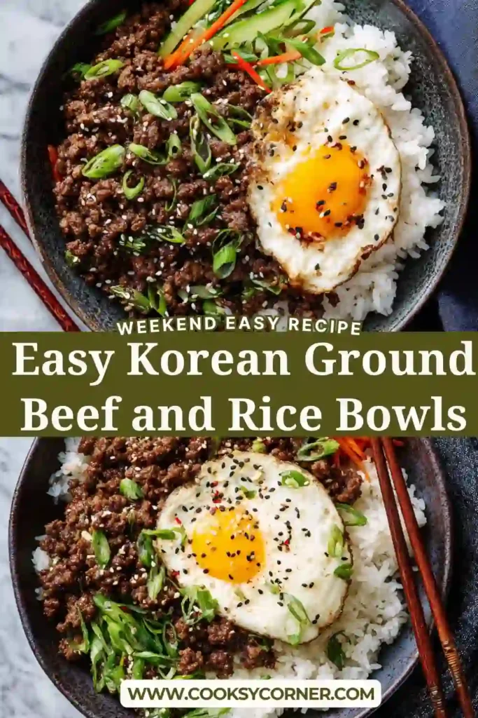 Ground beef rice bowl with Korean-inspired soy garlic sauce.