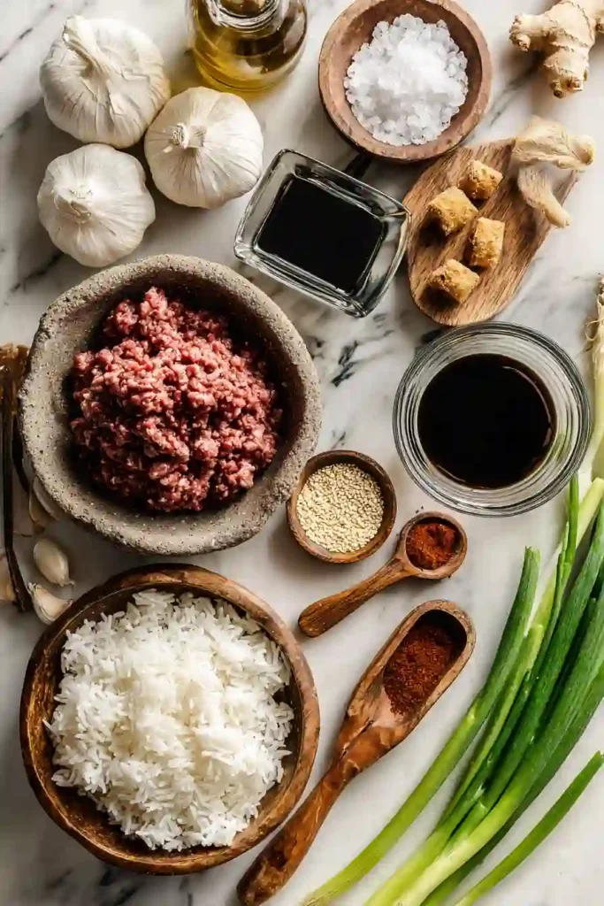 Homemade Korean Ground Beef and Rice Bowls for meal prep.