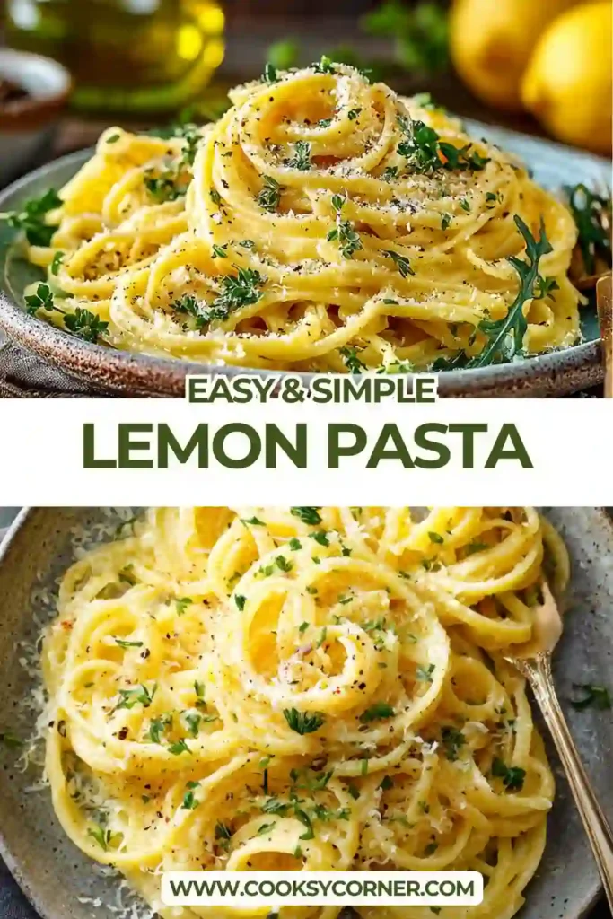 Easy Lemon Pasta served with freshly grated Parmesan and bright lemon zest. This quick vegetarian pasta recipe is perfect for weeknight dinners.