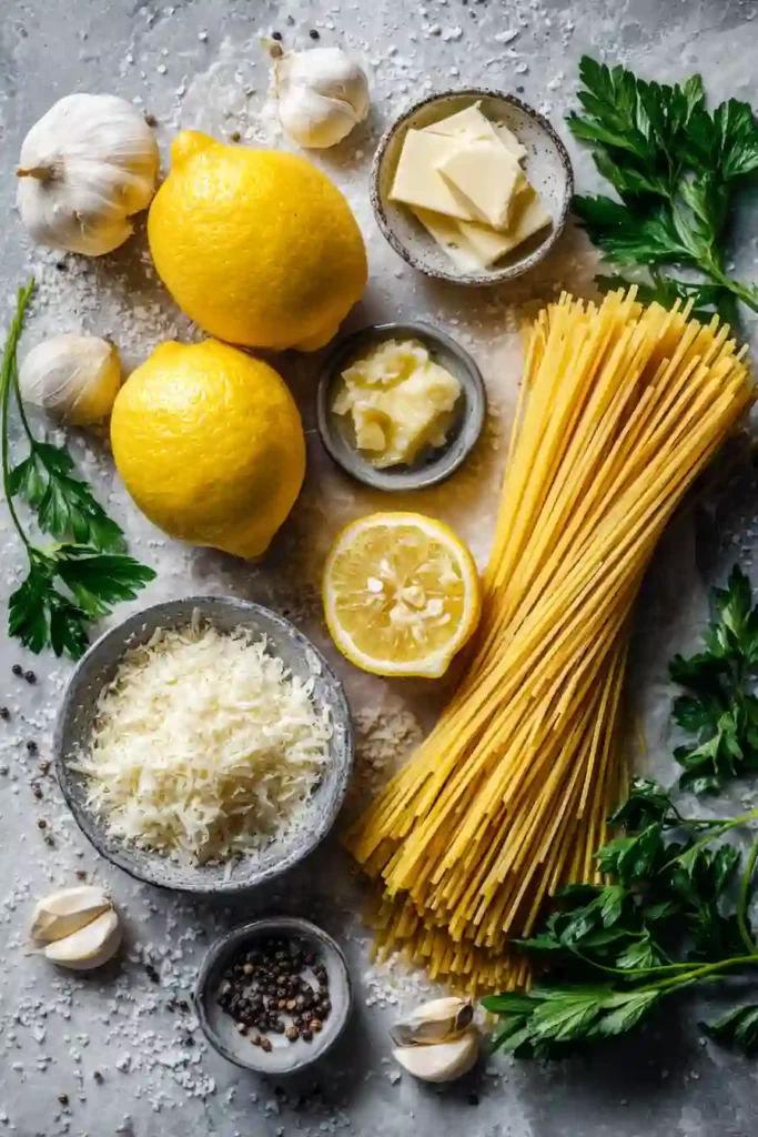 Homemade Lemon Pasta garnished with parsley and extra Parmesan cheese. A light and flavorful Italian-inspired pasta dish.