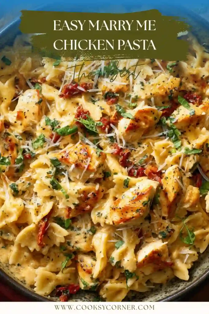 Homemade Marry Me Chicken Pasta served in a skillet.