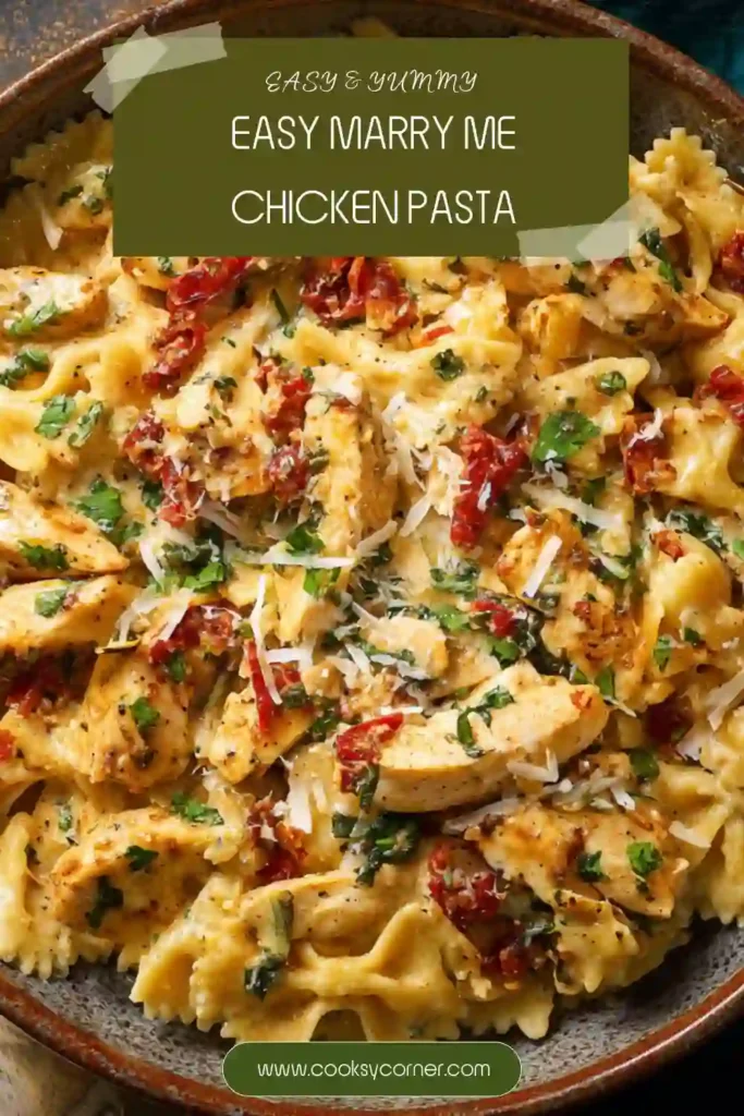 Creamy Marry Me Chicken Pasta topped with fresh basil and Parmesan cheese.