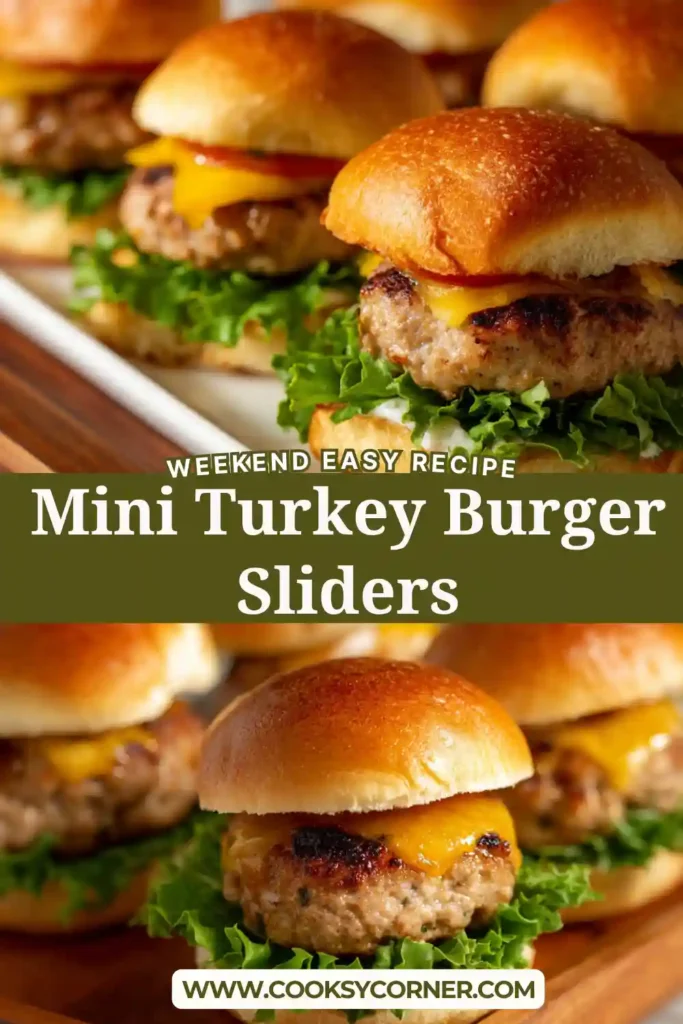 Juicy turkey burger sliders served with cheese and fresh toppings.