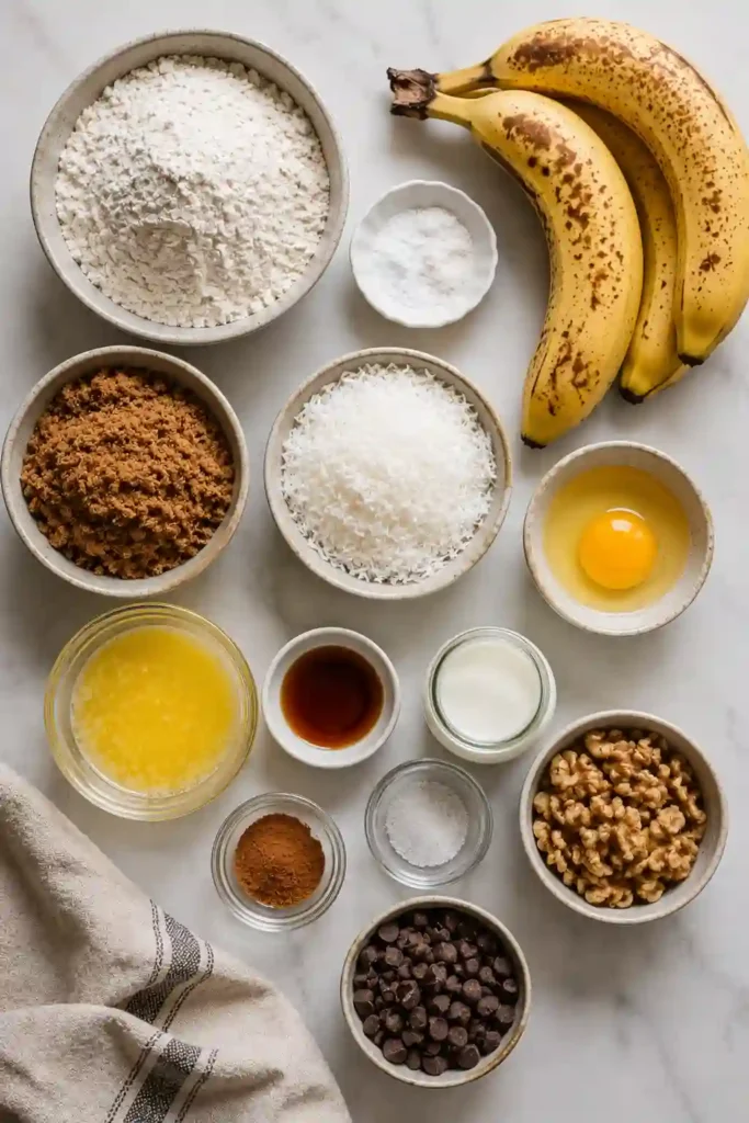 Easy banana muffins baked until golden and served warm with fresh bananas in the background.