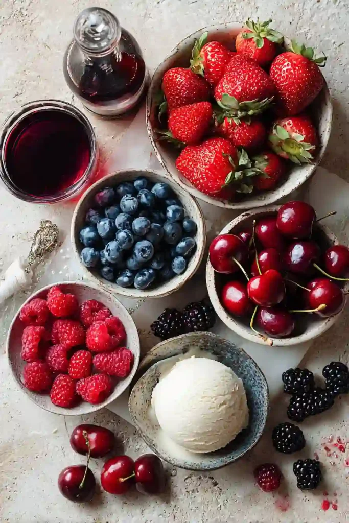 A chilled summer berry jelly mold packed with fresh strawberries, blueberries, raspberries, blackberries, and cherries. This make-ahead dessert is vibrant, fruity, and visually impressive.