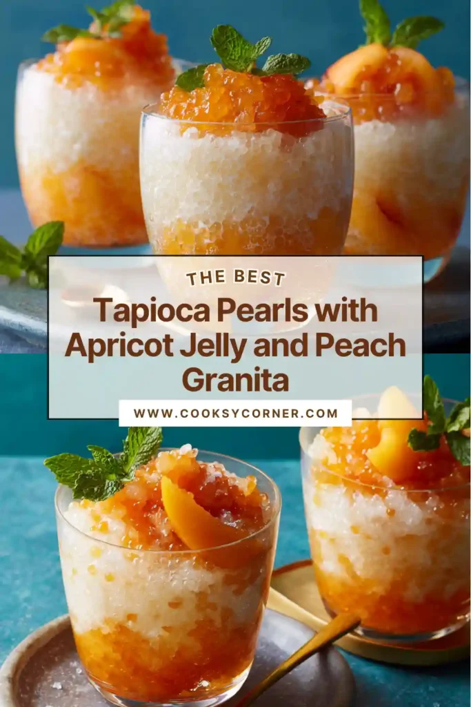 Refreshing summer dessert with silky apricot jelly, creamy tapioca pudding, and icy peach granita. Beautifully presented in individual serving glasses.