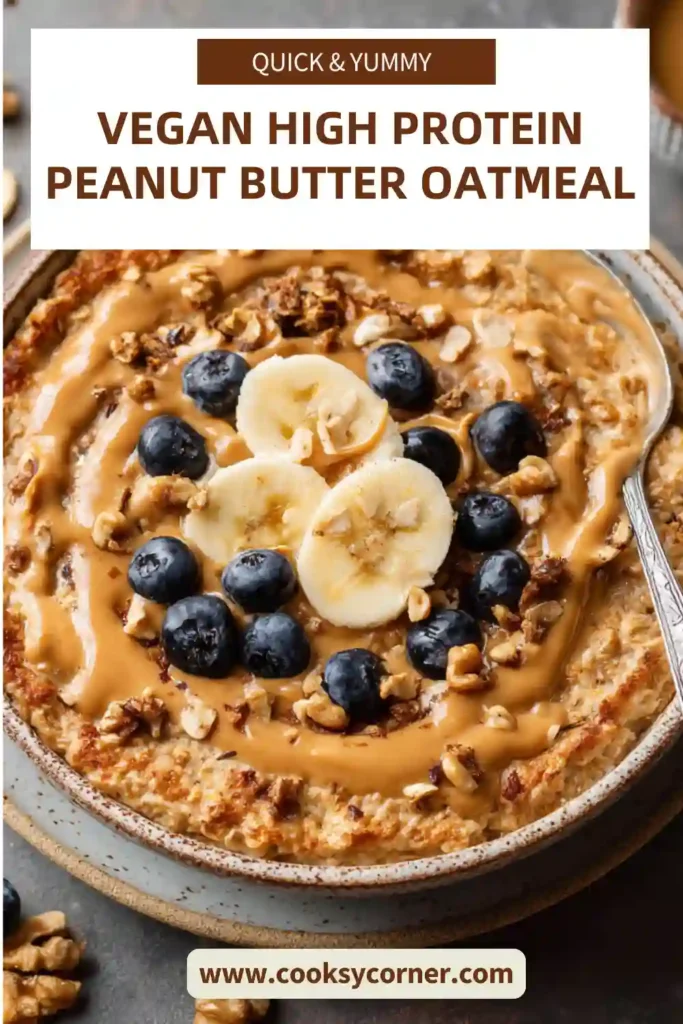 Thick and creamy vegan oatmeal prepared with PB2 powdered peanut butter and soy milk. This healthy breakfast recipe delivers flavor, texture, and lasting energy.