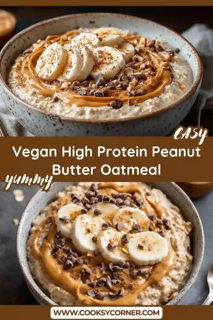 Creamy peanut butter oatmeal made with PB2, soy milk, and ripe banana. This high protein vegan breakfast offers a warm and satisfying start to the day.