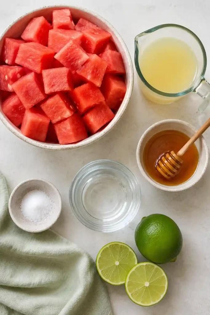A vibrant bowl of watermelon sorbet topped with fresh mint and served chilled. This easy sorbet recipe is perfect for warm-weather entertaining.