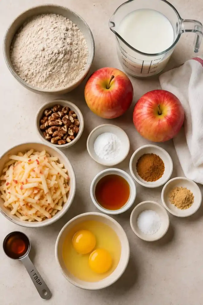 A warm stack of healthy apple pancakes made with whole wheat pastry flour and served with maple syrup. The pancakes feature fresh apples and a fluffy homemade texture.