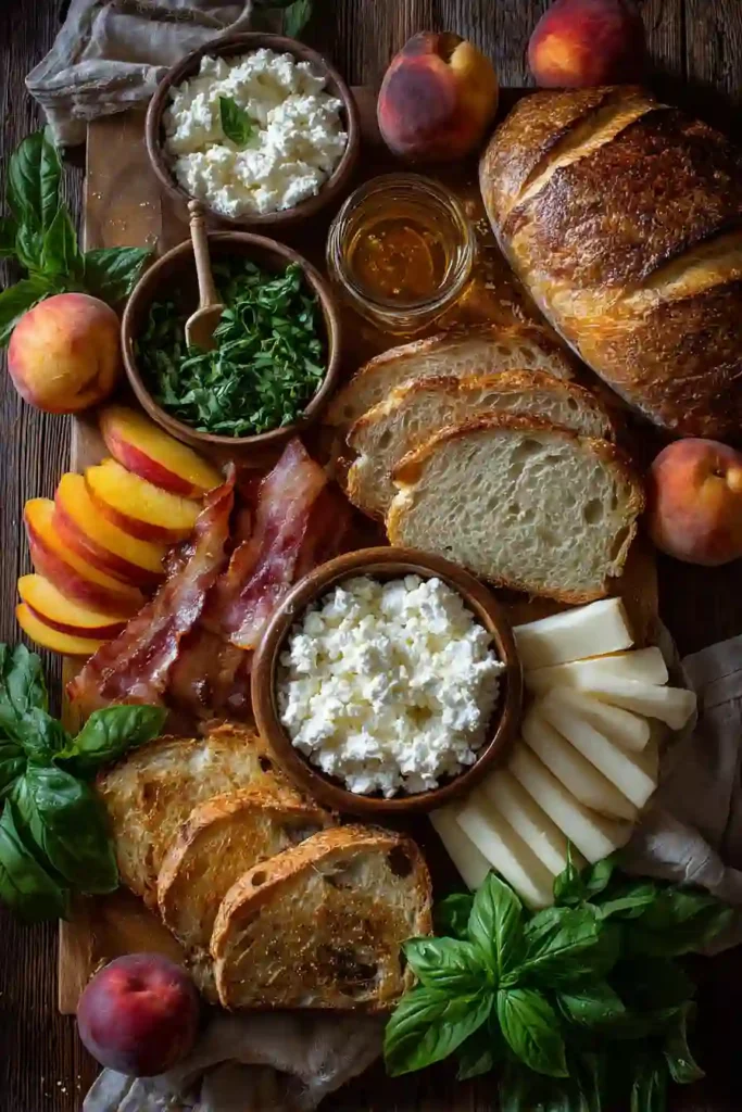 Homemade Honey Peach White Cheddar Grilled Cheese Sandwich with fresh peaches, creamy cheese, and golden toasted bread. Perfect for lunch or brunch.