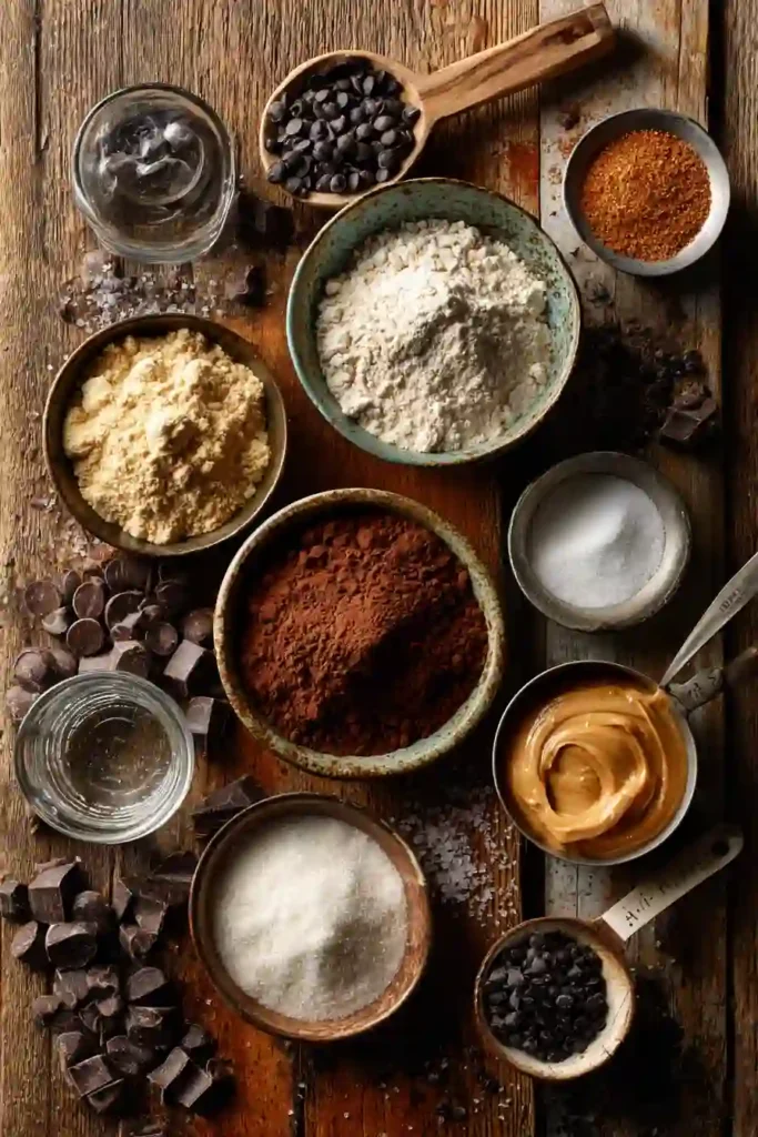 Close-up of soft Chocolate Protein Cookies with a fudgy center. A delicious high-protein dessert made with simple ingredients.