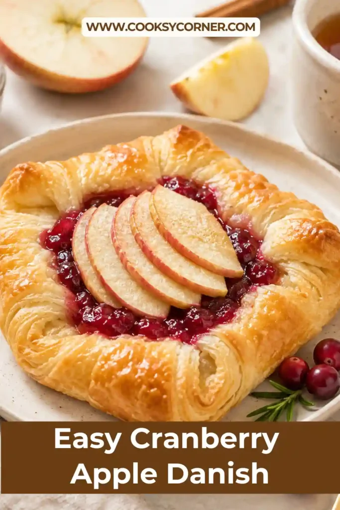 2. Homemade Cranberry Apple Danish baked until golden brown with cinnamon apples and cranberry filling. This easy puff pastry recipe makes an elegant breakfast pastry.