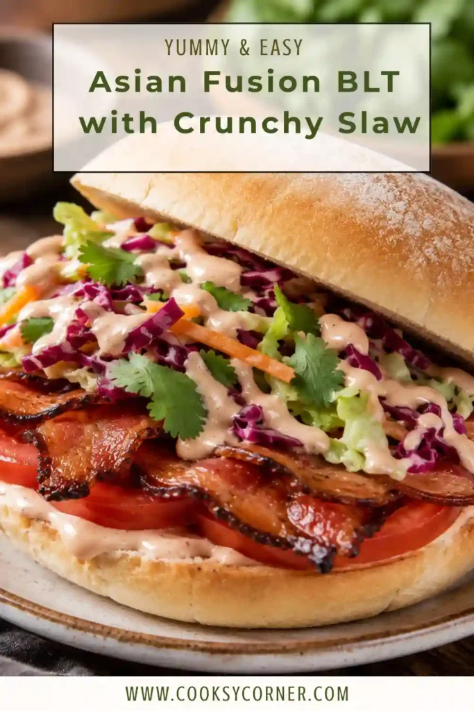 This gourmet turkey bacon sandwich features crisp vegetables, creamy Yum Yum sauce, and fresh herbs inside a toasted bun. A satisfying Asian-inspired lunch recipe for any day.