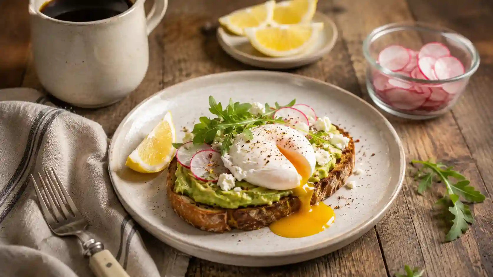 Avocado Ricotta Toast with Poached Eggs