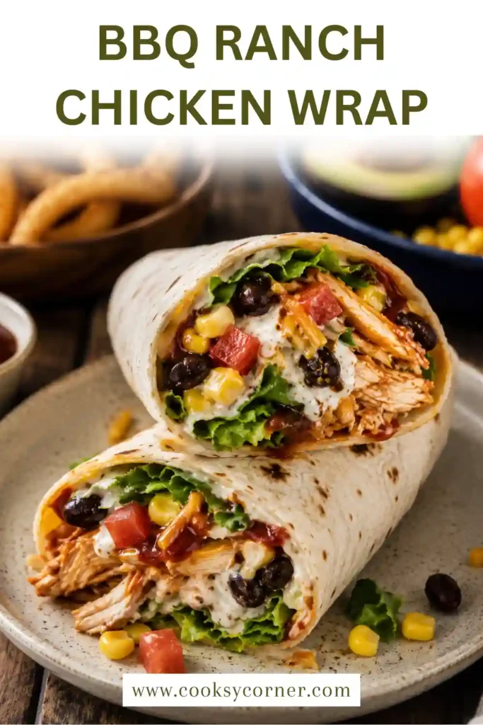 A grilled BBQ Ranch Chicken Wrap served with tortilla chips and fresh vegetables. This quick chicken wrap recipe is ideal for busy weeknights and packed lunches.