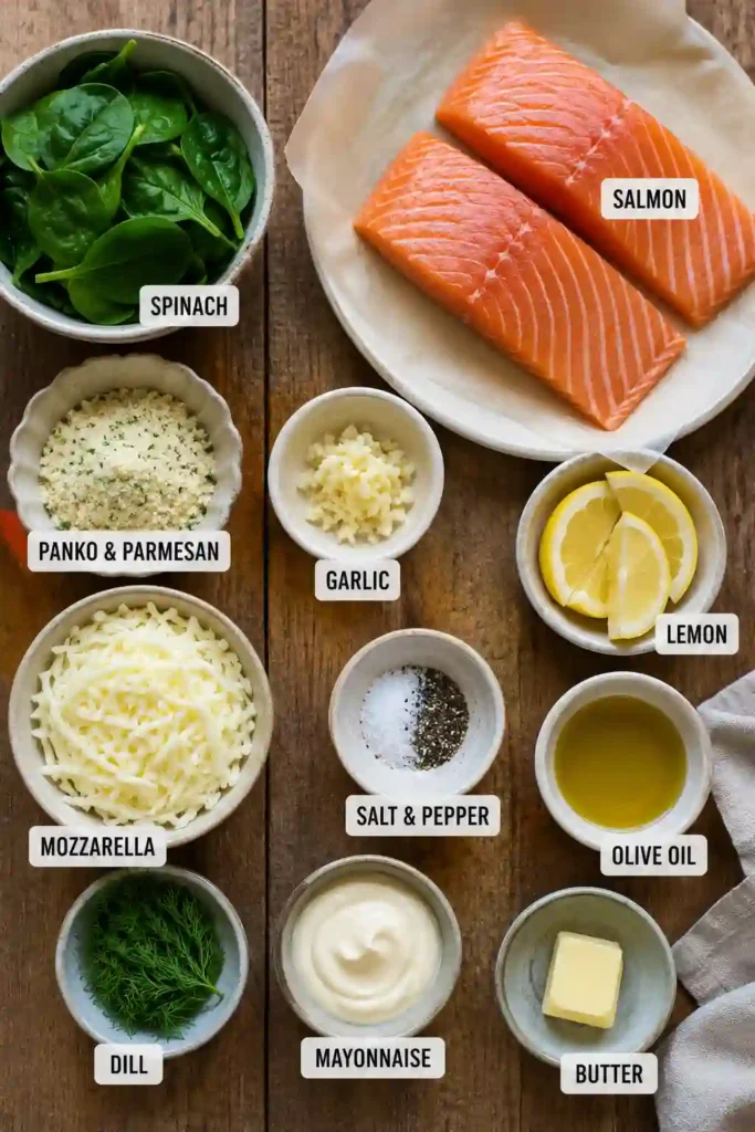 Homemade baked salmon with sautéed spinach is served warm with lemon wedges and herbs. This healthy salmon recipe is perfect for family dinners or meal prep.