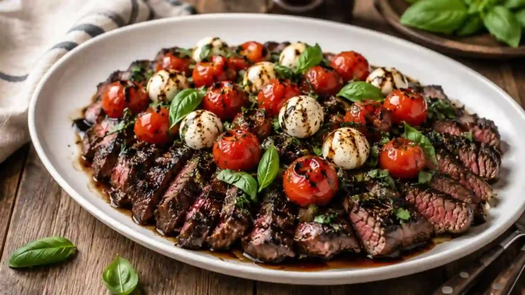 Balsamic Caprese Grilled Flank Steak