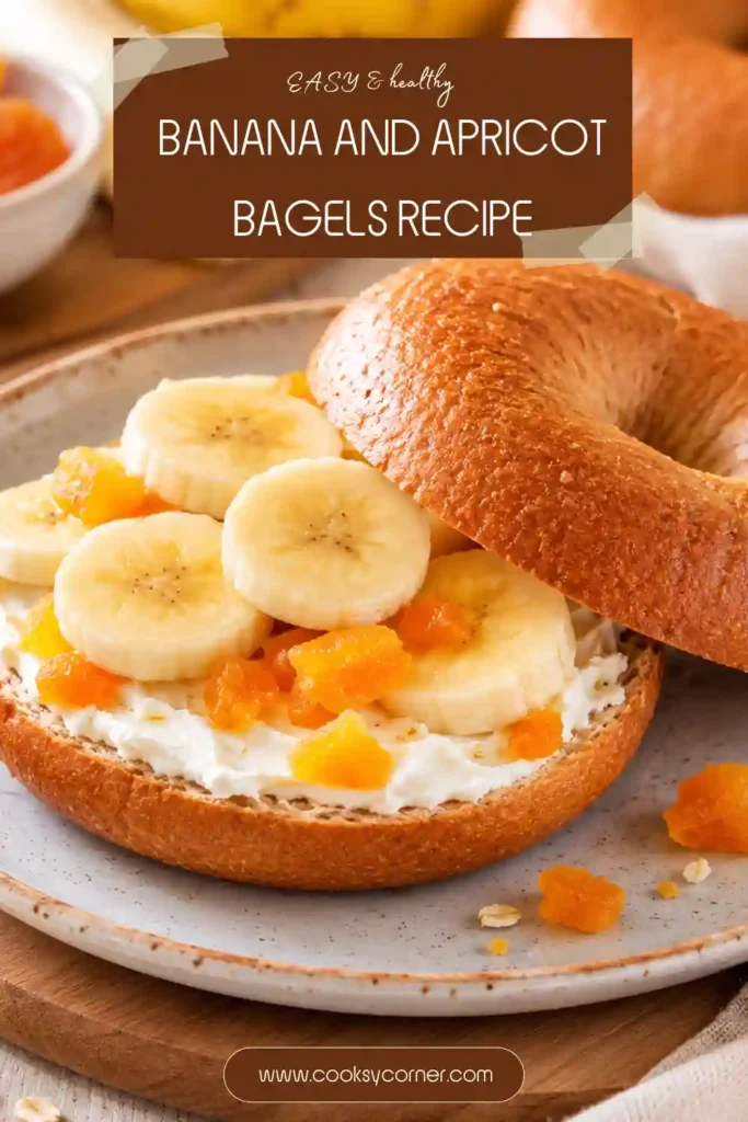 Fresh banana slices layered over apricot cream cheese on toasted bagels for a quick breakfast.