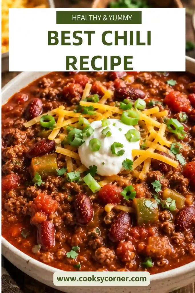 Classic one-pot chili recipe featuring lean ground beef, tomatoes, kidney beans, and aromatic seasonings. A satisfying meal perfect for cold evenings.