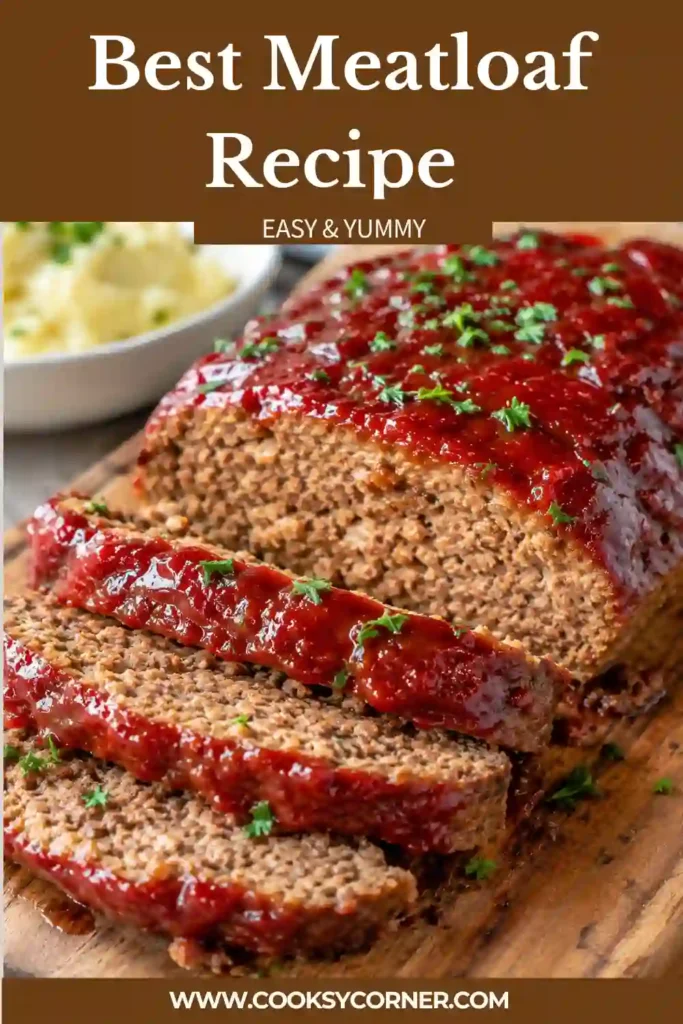 Close-up of juicy homemade meatloaf slices drizzled with tangy glaze and garnished with parsley. A delicious comfort food recipe perfect for weeknight dinners.