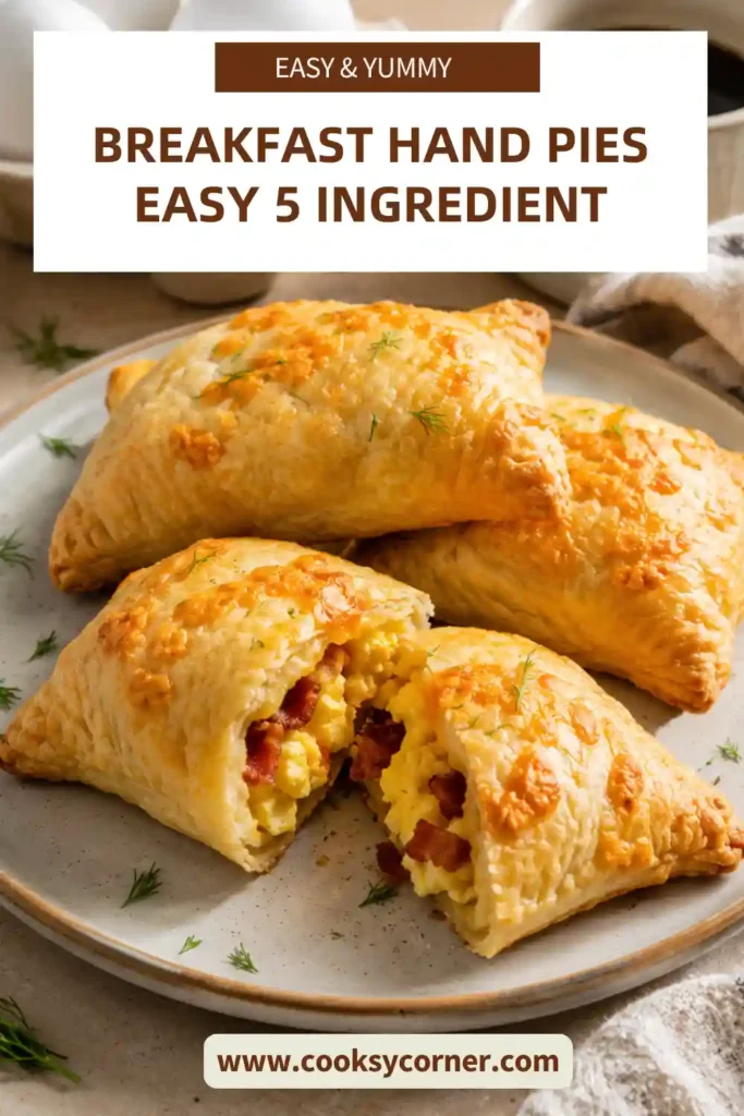 3. Homemade Breakfast Hand Pies featuring buttery pastry filled with fluffy eggs, melted cheddar, and turkey bacon.