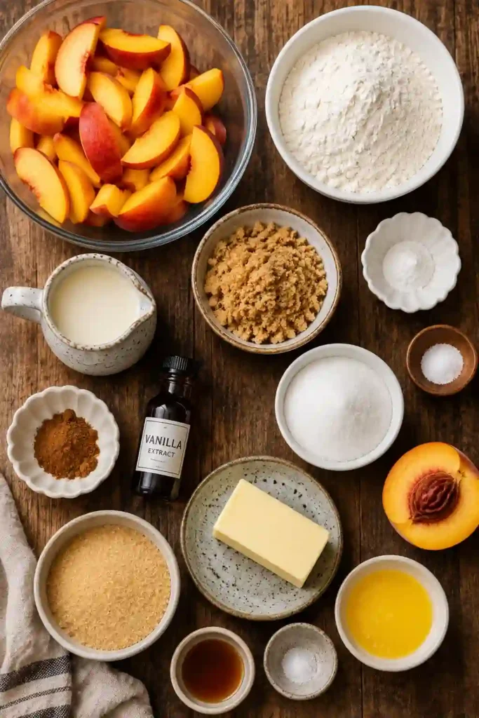 Homemade Brown Butter Peach Cobbler with caramelized peaches, warm spices, and flaky golden topping. A comforting summer peach dessert fresh from the oven.