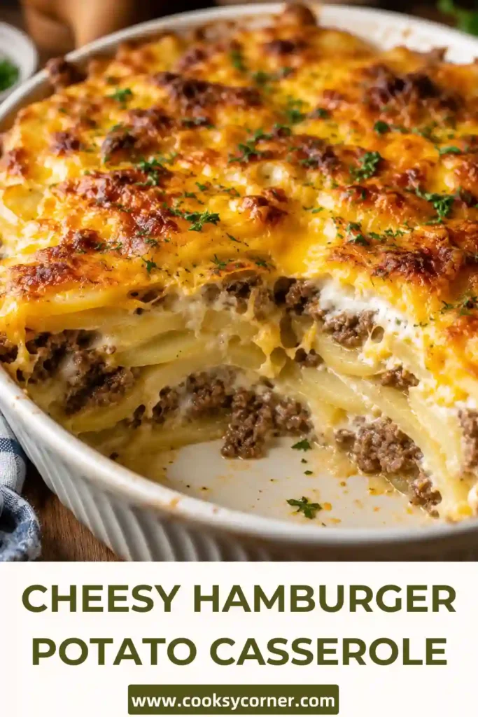 Layers of russet potatoes, seasoned ground beef, creamy mushroom sauce, and melted cheddar cheese baked until golden brown. An easy family dinner recipe everyone loves.