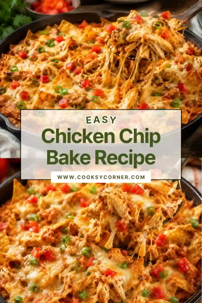 A hearty Chicken Tortilla Chip Casserole served fresh from the oven with bubbly cheese and colorful toppings. Perfect for an easy family dinner.