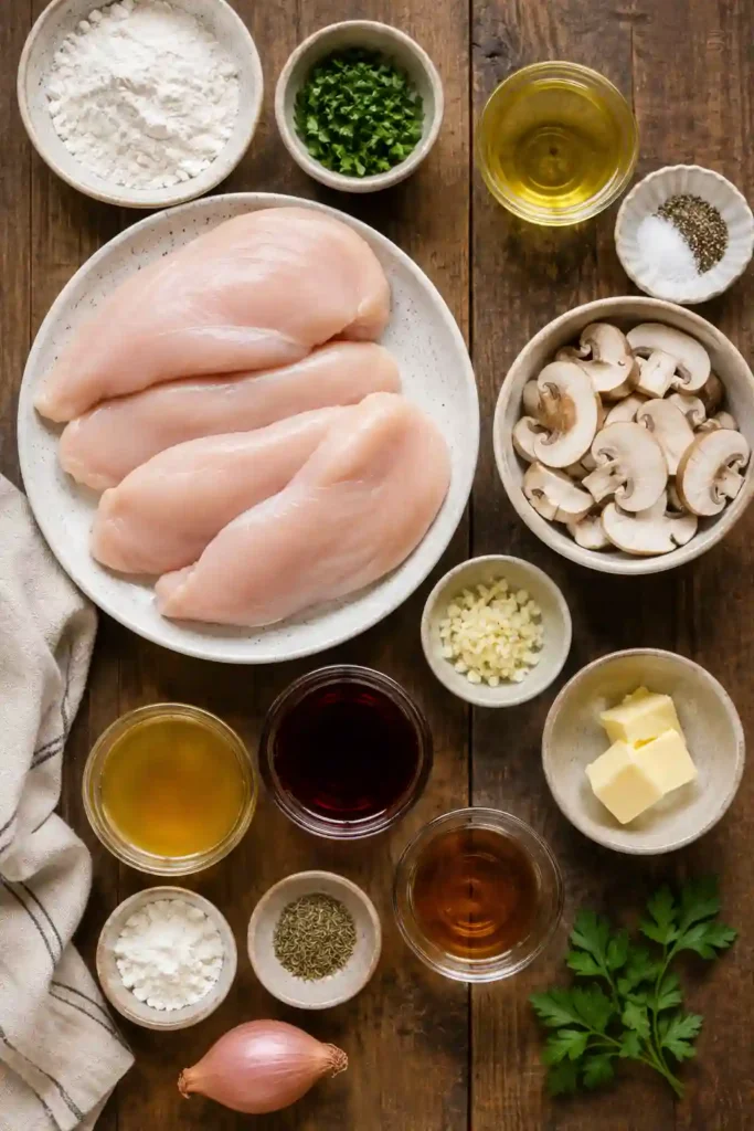 Freshly cooked Chicken Marsala served in a skillet with mushrooms and buttery sauce. A hearty halal-friendly chicken dinner for the whole family.