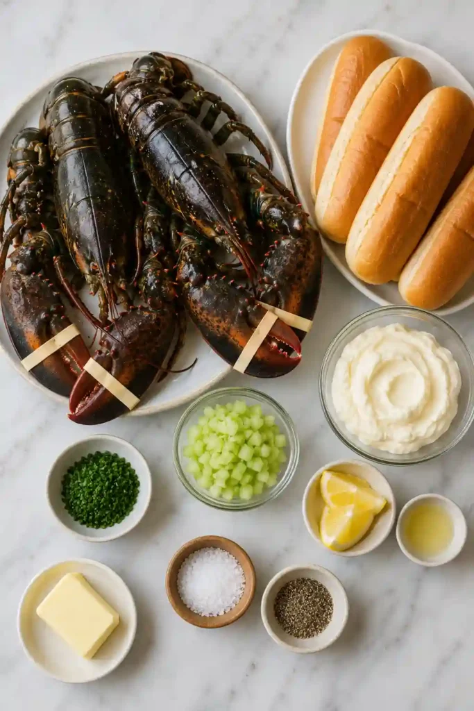 Fresh seafood sandwich made with sweet lobster meat, toasted buns, and crisp celery for a classic New England meal.