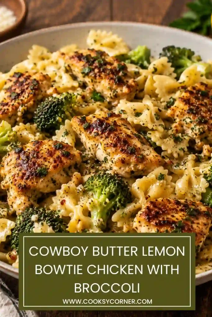 3. Golden chicken cubes mixed with bowtie pasta and broccoli in a rich garlic butter lemon sauce. This easy chicken pasta recipe is hearty, fresh, and packed with flavor.