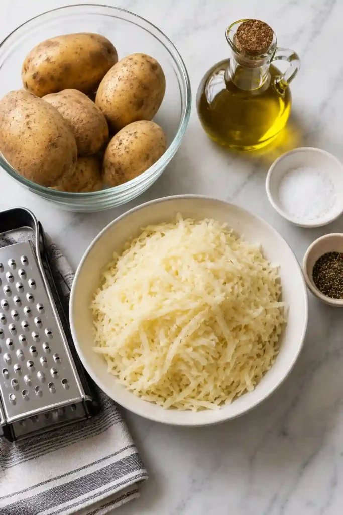 Pan-fried Crispy Hash Browns garnished with parsley and served as a classic homemade breakfast side dish.