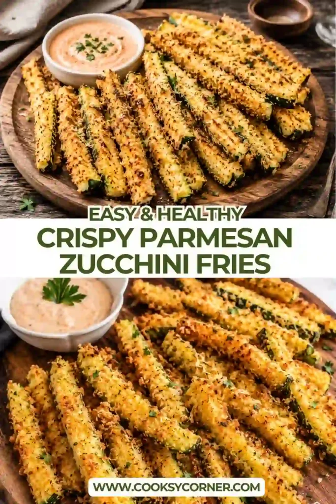 Homemade Crispy Parmesan Zucchini Fries on a baking rack after roasting until crisp and golden brown.