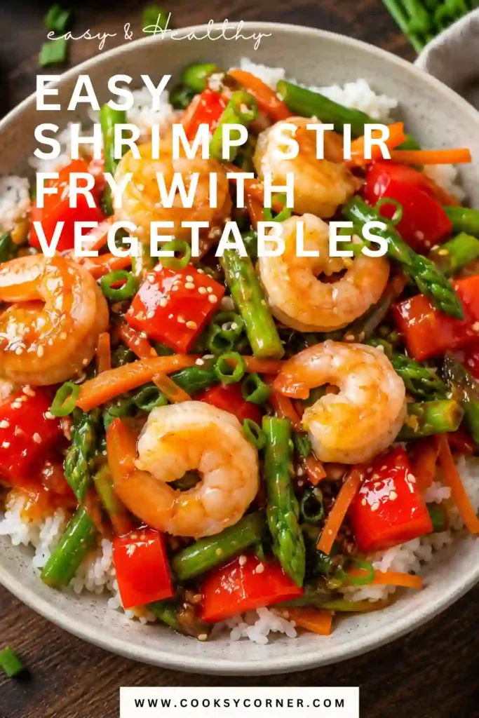 Juicy shrimp stir fried with broccoli, carrots, bell peppers, and green onions in a glossy Asian-inspired sauce. Perfect for a quick family meal.