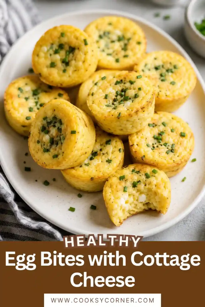 Golden Egg Bites with Cottage Cheese baked in a muffin pan and garnished with fresh herbs. A healthy, low-carb breakfast that's easy to make ahead.