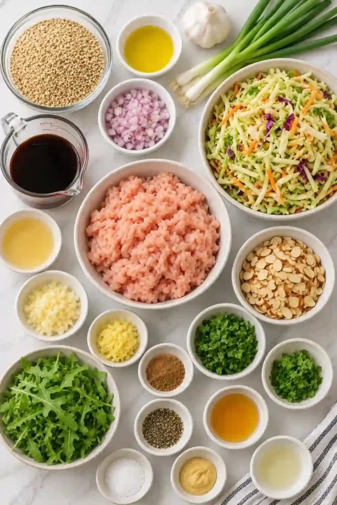A colorful bowl filled with healthy Egg Roll in a Bowl garnished with avocado, cilantro, sesame seeds, and green onions. This one-pan recipe is nutritious and family-friendly.