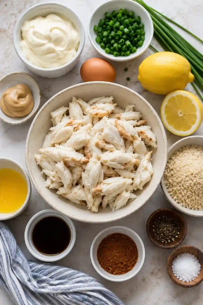 Crispy baked seafood appetizer made with fresh crab meat, Old Bay seasoning, and melted butter.