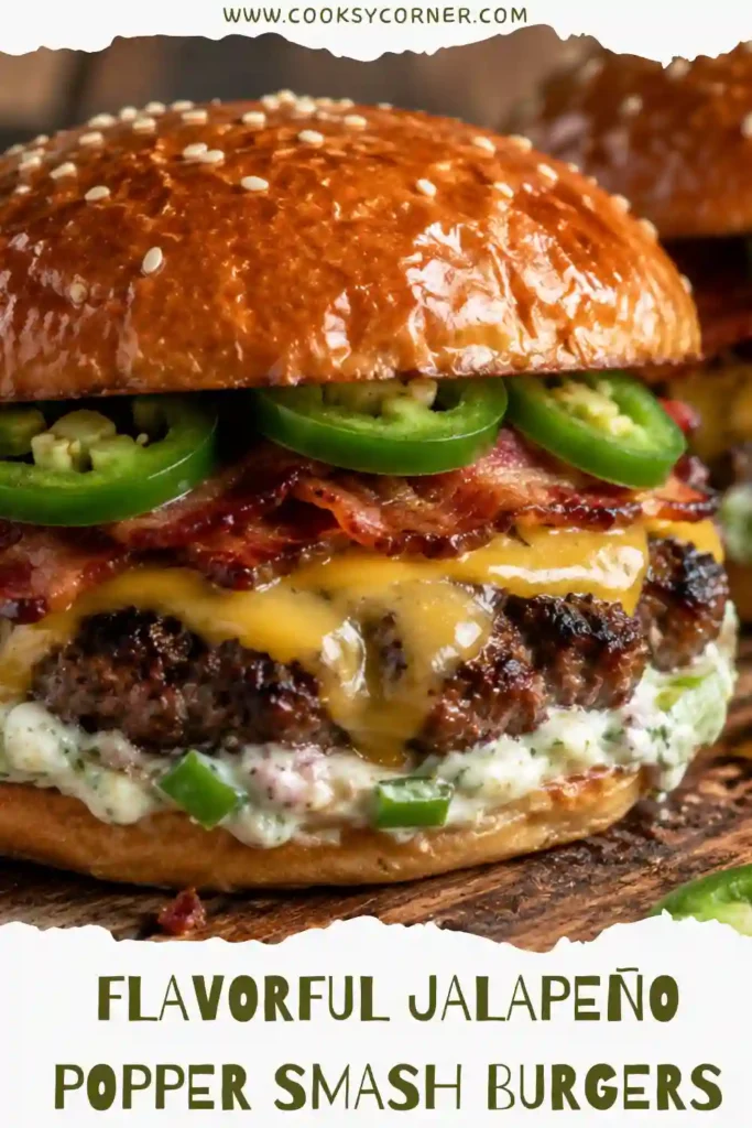 Flavorful Jalapeño Popper Smash Burgers served on toasted brioche buns with melted pepper jack cheese, fresh jalapeños, and creamy jalapeño mayo. Crispy burger edges make this homemade smash burger irresistible.
