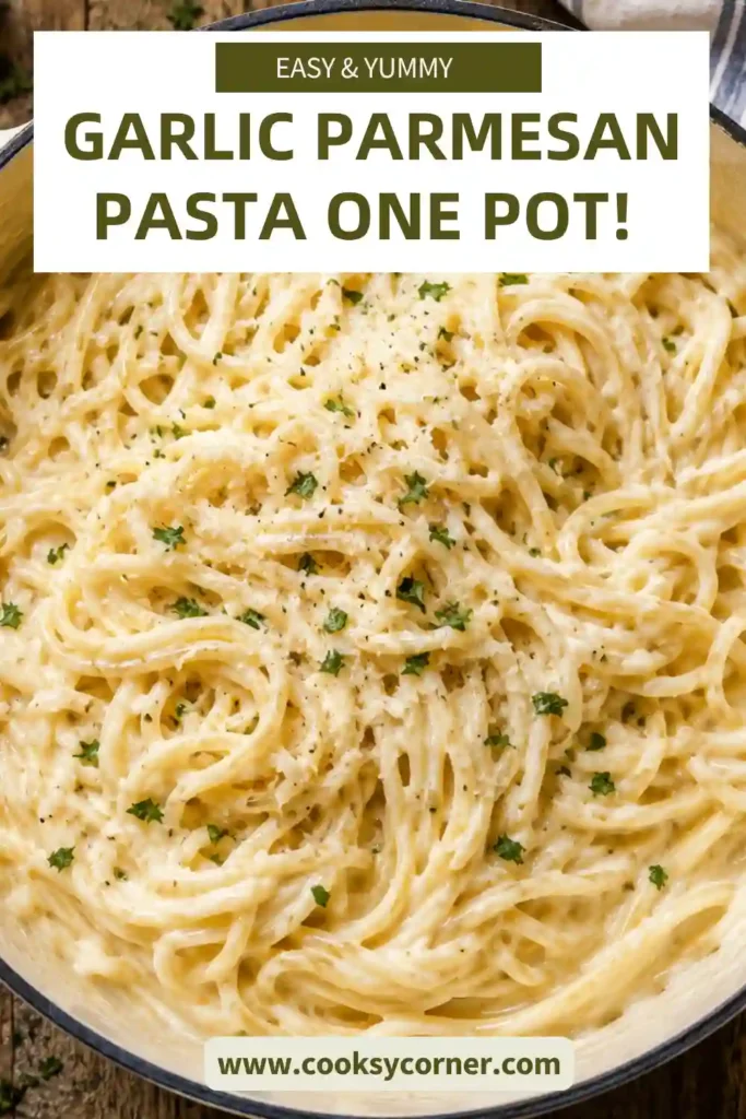 Creamy Garlic Parmesan Pasta served fresh with grated Parmesan and parsley. This easy weeknight pasta is rich, cheesy, and ready in only 20 minutes.