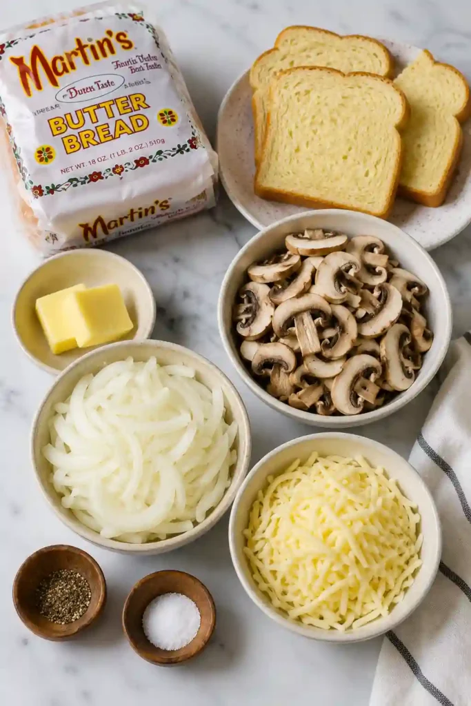 4.
Homemade mushroom grilled cheese featuring buttery toasted bread, melted Gouda, and savory sautéed onions. A simple gourmet sandwich ready in minutes.