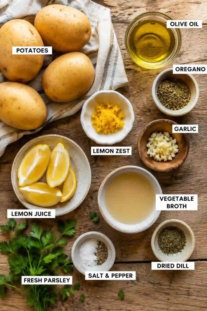Homemade Greek Lemon Potatoes baked until perfectly crisp with garlic, oregano, and fresh lemon. A delicious oven roasted potato recipe for any meal.
