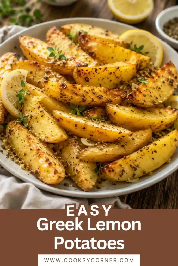 Greek Lemon Potatoes roasted until golden brown with crispy edges and fluffy centers. Fresh lemon, garlic, and oregano create a classic Mediterranean side dish.