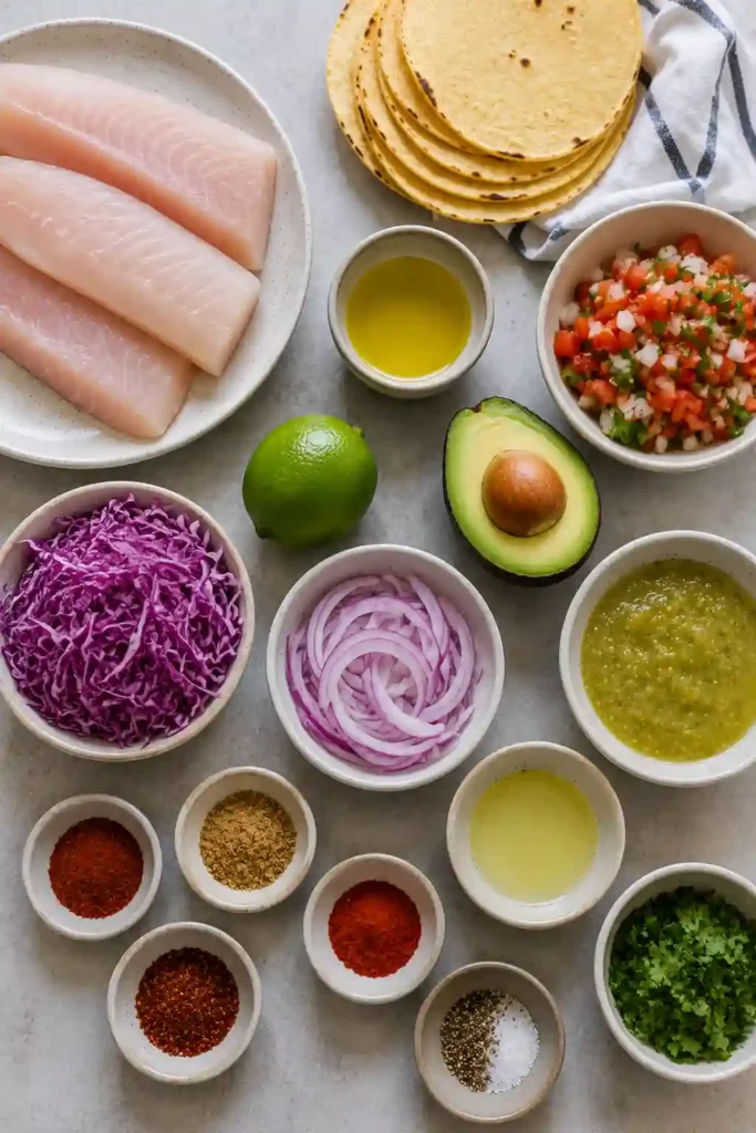 Healthy grilled mahi mahi tacos loaded with crisp slaw, ripe avocado, fresh pico de gallo, and lime wedges. A fresh and flavorful seafood recipe.