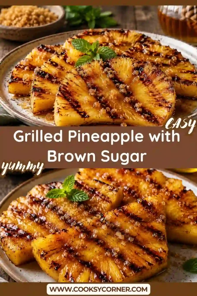 Fresh grilled pineapple rings coated in brown sugar, maple syrup, and cinnamon with beautiful caramelized grill marks. This easy grilled pineapple recipe is a sweet tropical dessert perfect for summer.